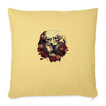 Skelett-Liebespaar im Comic-Stil - Sofakissenbezug 45 x 45 cm - Hellgelb - Vorne