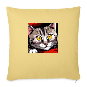Cute Cat Begging Eyes - Sofa pillowcase 17,3'' x 17,3'' (45 x 45 cm) - washed yellow - Front