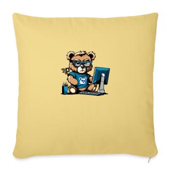 Angry little teddy bear who is a developer. - Sofa pillowcase 17,3'' x 17,3'' (45 x 45 cm) - washed yellow - Front