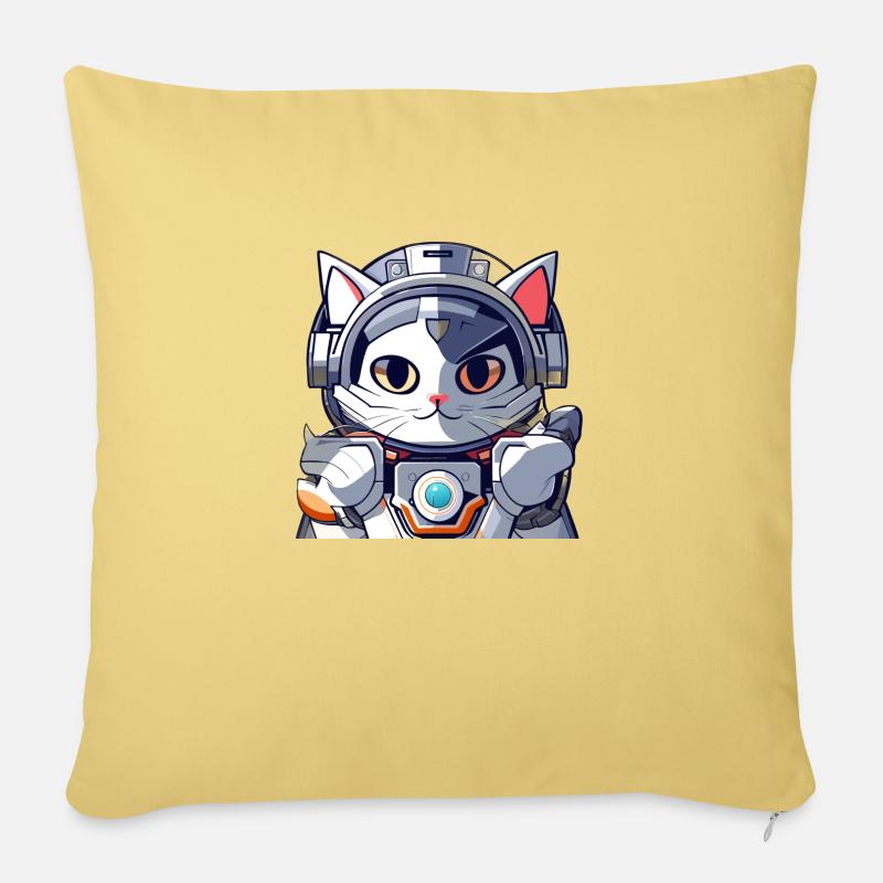 Robot Cat 1 - Housse de coussin décorative 45 x 45 cm - jaune délavé