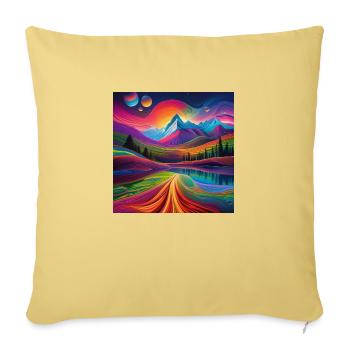 psychedelisches trippy Berg-Design - Sofakissenbezug 45 x 45 cm - Hellgelb - Vorne