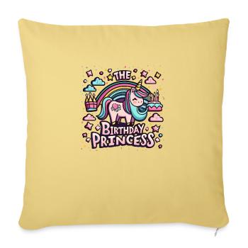 La princesse d’anniversaire : Licorne avec lettrage - Housse de coussin décorative 45 x 45 cm - jaune délavé - Devant