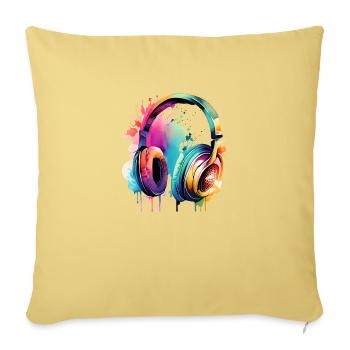 Headphones Singing Musicians Gamers Singers Listening to music - Sofa pillowcase 17,3'' x 17,3'' (45 x 45 cm) - washed yellow - Front