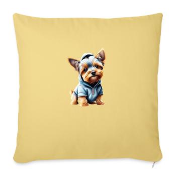 Dog Owner Dog Yorkshire Terrier Puppy - Sofa pillowcase 17,3'' x 17,3'' (45 x 45 cm) - washed yellow - Front