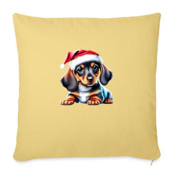 Dachshund Christmas X-Mas Dog Dachshund Puppy - Sofa pillowcase 17,3'' x 17,3'' (45 x 45 cm) - washed yellow - Front