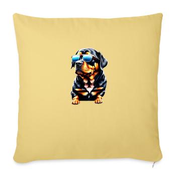 Rottweiler with sunglasses, dog, puppy, dogs - Sofa pillowcase 17,3'' x 17,3'' (45 x 45 cm) - washed yellow - Front