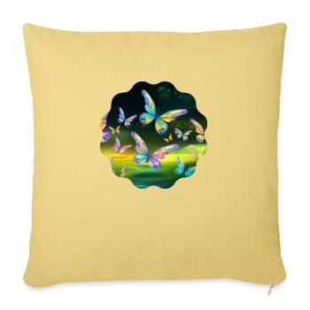 Papillons - Housse de coussin décorative 45 x 45 cm - jaune délavé - Devant