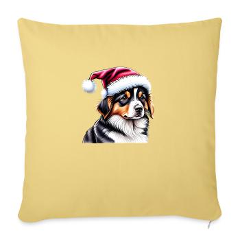 Berger australien Chien de Noël Propriétaire - Housse de coussin décorative 45 x 45 cm - jaune délavé - Devant