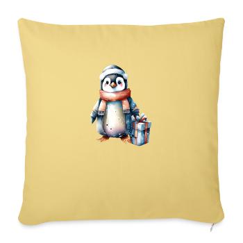 Penguin Christmas Santa Hat Winter Design - Sofa pillowcase 17,3'' x 17,3'' (45 x 45 cm) - washed yellow - Front