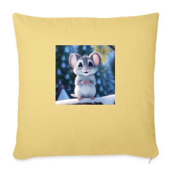 Souris mignonne en hiver - Housse de coussin décorative 45 x 45 cm - jaune délavé - Devant