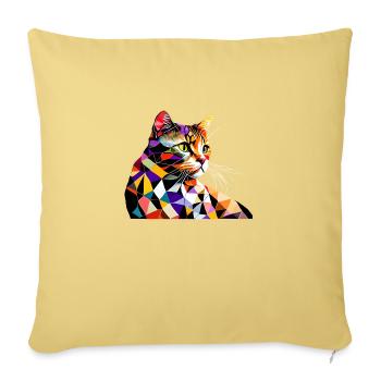 Chat, Chaton, Chat domestique, Propriétaire de chat, Animal de compagnie - Housse de coussin décorative 45 x 45 cm - jaune délavé - Devant