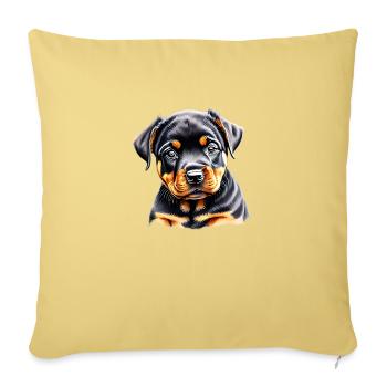 Rottweiler Chien Rottweiler Chiot Chiens Chien Chiot - Housse de coussin décorative 45 x 45 cm - jaune délavé - Devant