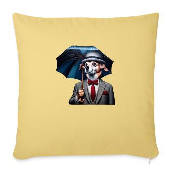 Dog with umbrella - Sofa pillowcase 17,3'' x 17,3'' (45 x 45 cm) - washed yellow - Front
