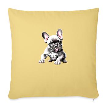 Bouledogue français Chiens Chien Propriétaire Chien - Housse de coussin décorative 45 x 45 cm - jaune délavé - Devant