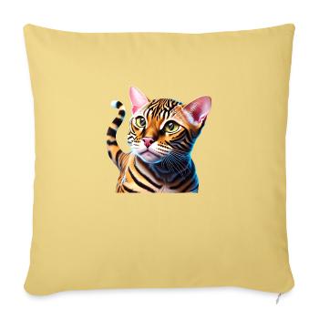 Bengal Cat Kitten Propriétaire de chat Bengal Kitten - Housse de coussin décorative 45 x 45 cm - jaune délavé - Devant