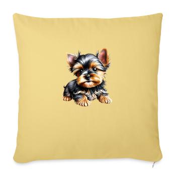 Yorkshire Terrier chiot chien propriétaire de chien - Housse de coussin décorative 45 x 45 cm - jaune délavé - Devant