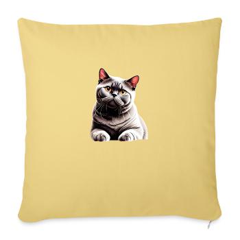 British Shorthair, Cat, Kitten, Cats, Cats, Tomcats, - Sofa pillowcase 17,3'' x 17,3'' (45 x 45 cm) - washed yellow - Front
