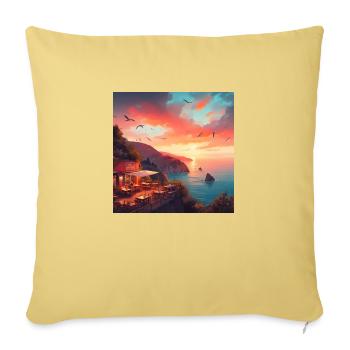 A café in the sunset at the edge of the world - Sofa pillowcase 17,3'' x 17,3'' (45 x 45 cm) - washed yellow - Front
