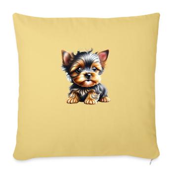 Yorkshire Terrier chiot chien propriétaire chien - Housse de coussin décorative 45 x 45 cm - jaune délavé - Devant