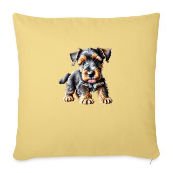 Yorkshire Terrier Chien Propriétaire Chien Chiot - Housse de coussin décorative 45 x 45 cm - jaune délavé - Devant