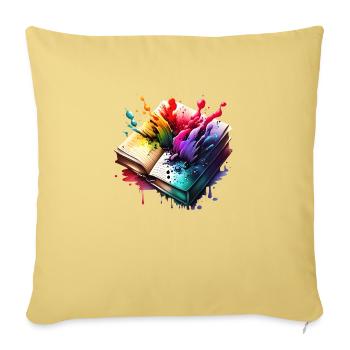 Book Reading Books Reader Gift Book Lover - Sofa pillowcase 17,3'' x 17,3'' (45 x 45 cm) - washed yellow - Front