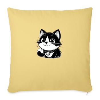 Anime Style Cat - Sofa pillowcase 17,3'' x 17,3'' (45 x 45 cm) - washed yellow - Front