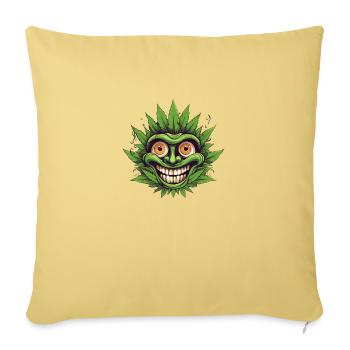 Chanvre Cannabis Fou - Housse de coussin décorative 45 x 45 cm - jaune délavé - Devant