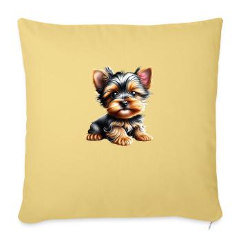 Yorkshire Terrier chiot chien propriétaire de chien - Housse de coussin décorative 45 x 45 cm - jaune délavé - Devant
