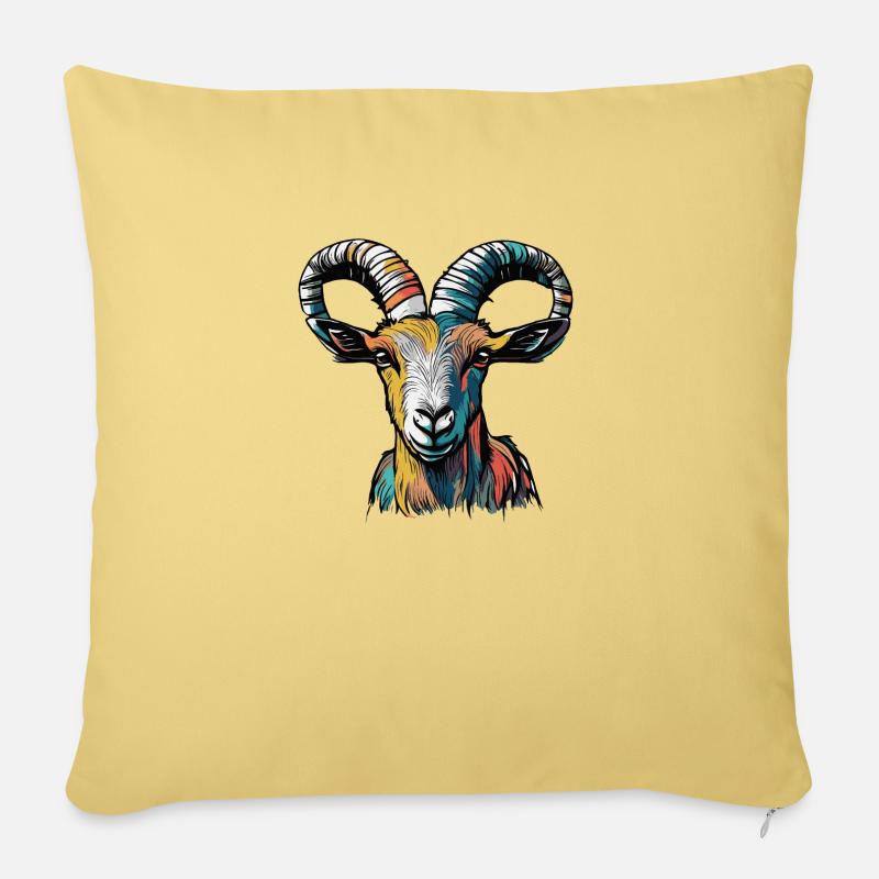 Ziege Steinbock Sternzeichen - Sofakissenbezug 45 x 45 cm - Hellgelb