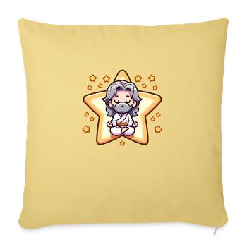 Dessin animé de Dieu méditant - Housse de coussin décorative 45 x 45 cm - jaune délavé - Devant