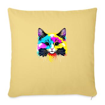 Domestic Cat, Cat, Persian Cat, Cat Owner, Male Cat - Sofa pillowcase 17,3'' x 17,3'' (45 x 45 cm) - washed yellow - Front