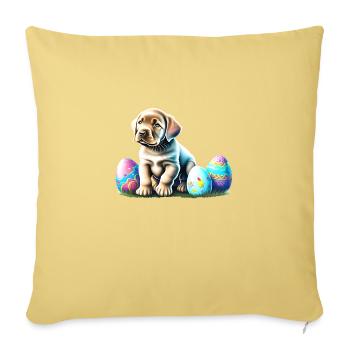 Oeufs de Pâques chiot Labrador Retriever - Housse de coussin décorative 45 x 45 cm - jaune délavé - Devant