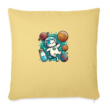 Cute Astronaut Space Kitty Amidst Yarn Planets - Sofa pillowcase 17,3'' x 17,3'' (45 x 45 cm) - washed yellow - Front