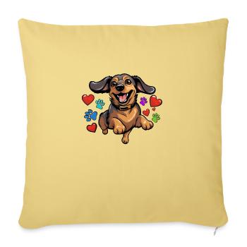 Serene dachshund with heart and paws - Sofa pillowcase 17,3'' x 17,3'' (45 x 45 cm) - washed yellow - Front