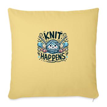 Knit Happens - Sofakissenbezug 45 x 45 cm - Hellgelb - Vorne