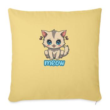 Anime Kitten Meow - Cute and Playful Design - Sofa pillowcase 17,3'' x 17,3'' (45 x 45 cm) - washed yellow - Front