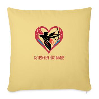 Valentinstag - Spruch Getroffen für immer - Sofakissenbezug 45 x 45 cm - Hellgelb - Vorne
