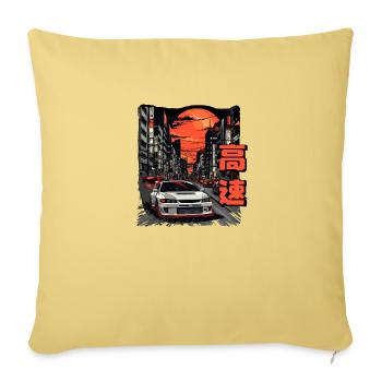 JDM Lancer Evo Vintage Course de rue - Housse de coussin décorative 45 x 45 cm - jaune délavé - Devant