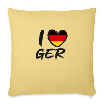 I Love Germany Deutschlandflagge Herz - Sofakissenbezug 45 x 45 cm - Hellgelb - Vorne