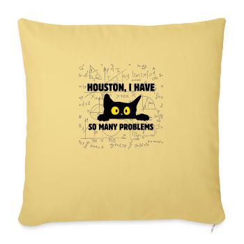 Black cat t-shirt Houston I have so many problems - Housse de coussin décorative 45 x 45 cm - jaune délavé - Devant