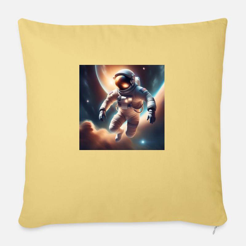 Astronaut im Weltall - Sofakissenbezug 45 x 45 cm - Hellgelb