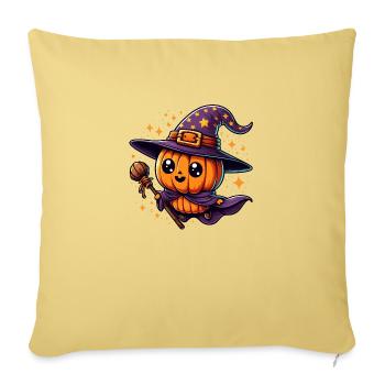 Süßer Halloween Hexenkürbis - Sofakissenbezug 45 x 45 cm - Hellgelb - Vorne