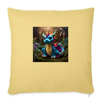 Cute colorful magic dragon in fantasy world - Sofa pillowcase 17,3'' x 17,3'' (45 x 45 cm) - washed yellow - Front