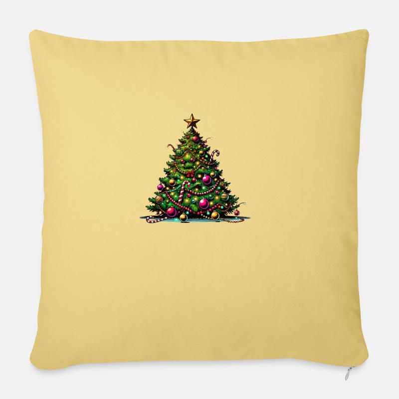 Weihnachtsbaum - Sofakissenbezug 45 x 45 cm - Hellgelb