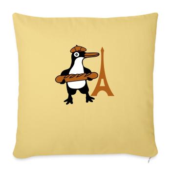 Pingouin Baguette Française Paris France Mignon - Housse de coussin décorative 45 x 45 cm - jaune délavé - Devant