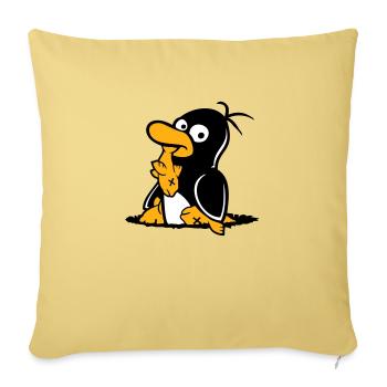 Le pingouin mange du poisson pêché Trou Fond Faim Cool - Housse de coussin décorative 45 x 45 cm - jaune délavé - Devant
