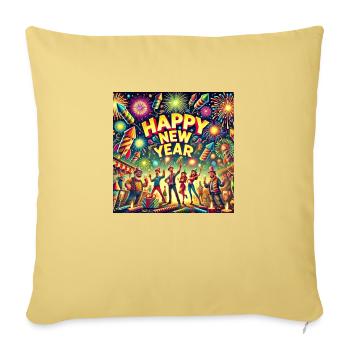 Fête du Nouvel An Bonne Année - Housse de coussin décorative 45 x 45 cm - jaune délavé - Devant