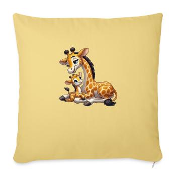 Giraffe mother with child - Sofa pillowcase 17,3'' x 17,3'' (45 x 45 cm) - washed yellow - Front