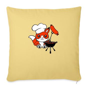 Fox Grills Sausages Grill Master Grilling Cooking - Sofa pillowcase 17,3'' x 17,3'' (45 x 45 cm) - washed yellow - Front