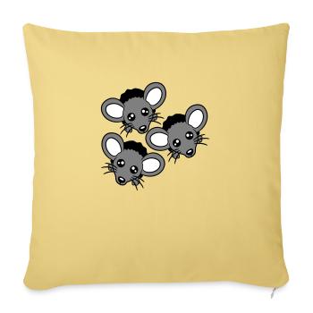 3 souris Trou mural Trou de souris Trois amis Équipe Équipage - Housse de coussin décorative 45 x 45 cm - jaune délavé - Devant